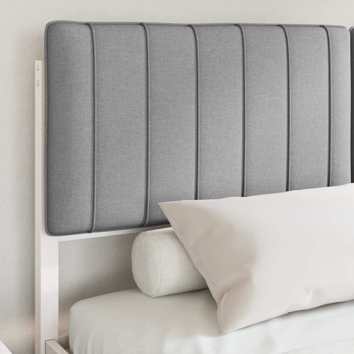 Letto con Testiera Rivestita Grigio chiaro 150 x 200 cm | homemem39