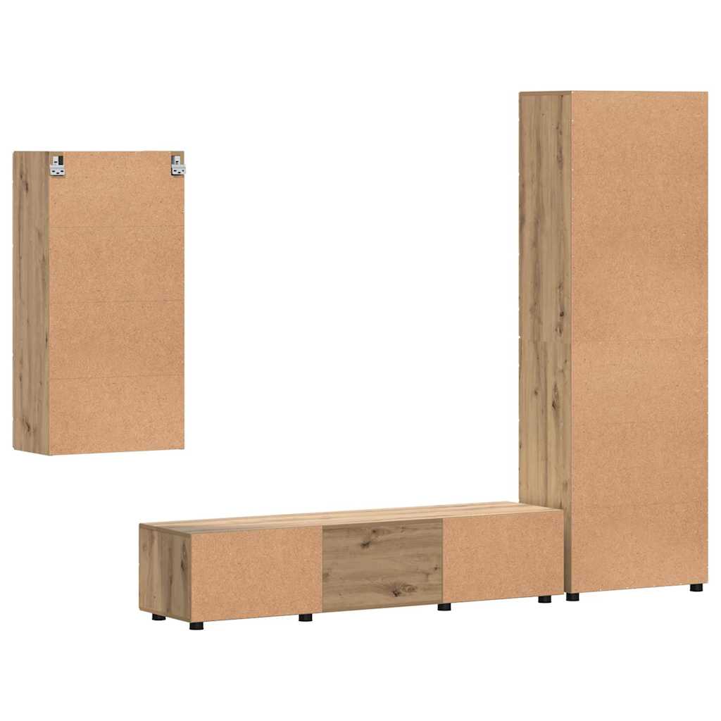 Set mobile TV FLORIN 3 pcs Rovere artigianale Legno multistrato | homemem39