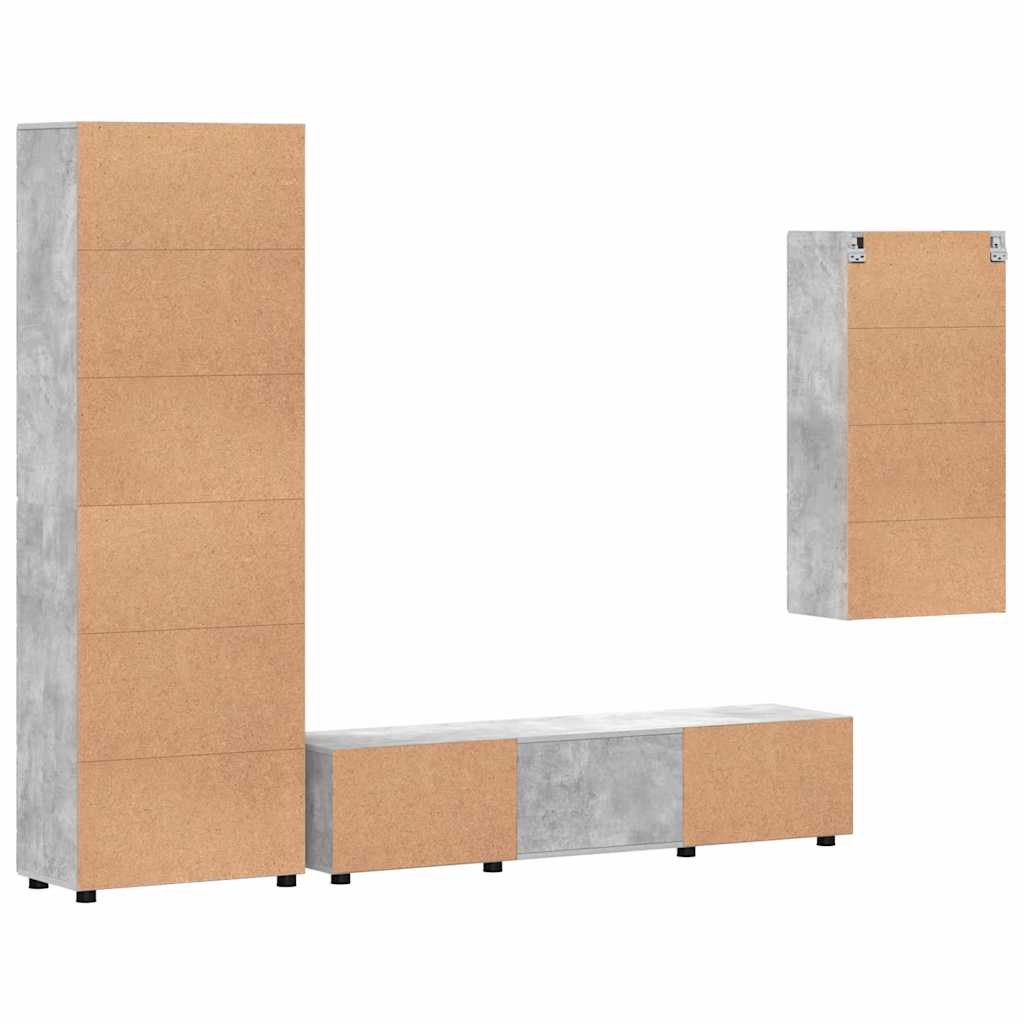 Set mobile TV FLORIN 3 pcs Grigio cemento Legno multistrato | homemem39