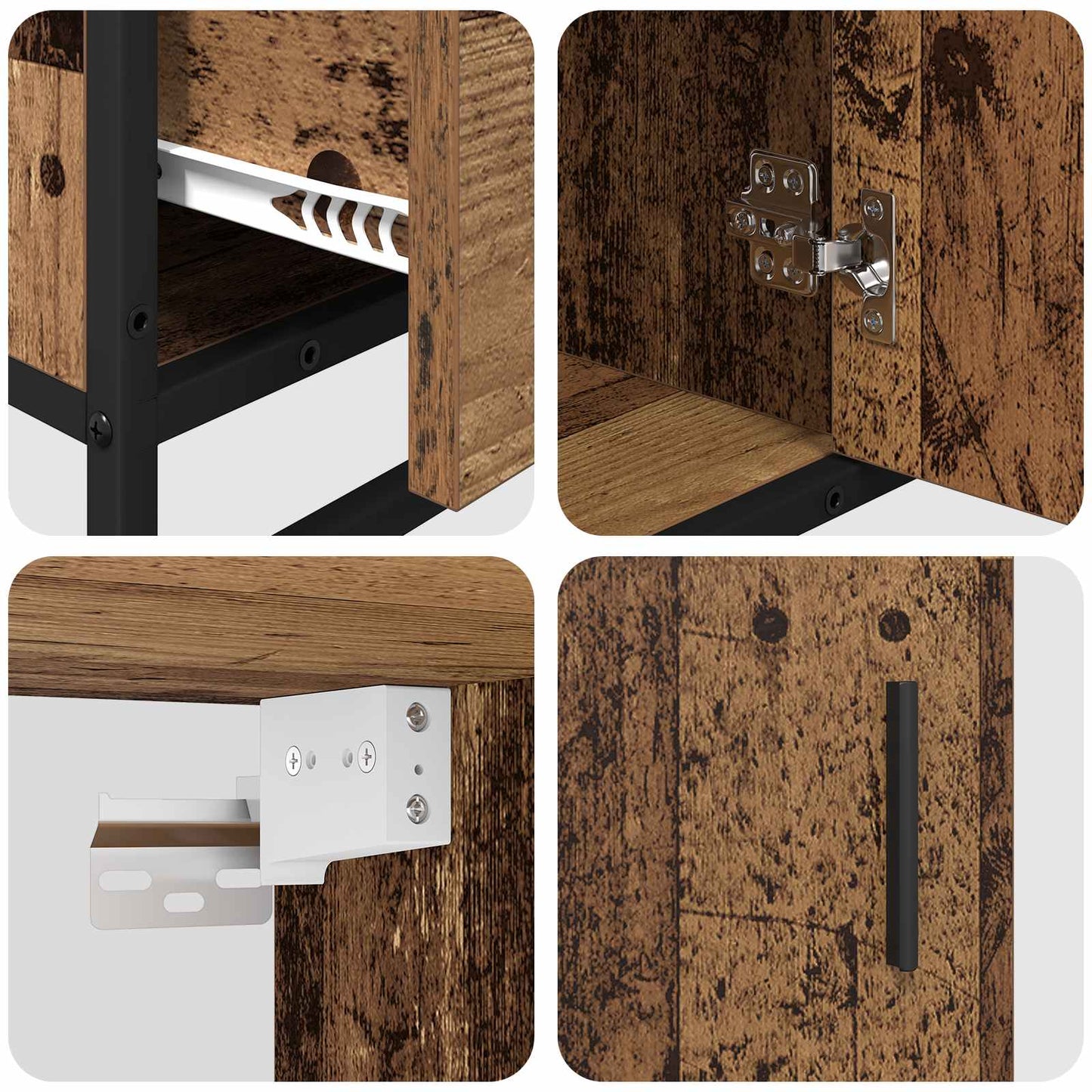 Set di mobili per il bagno con cassetto 3 pcs Legno vecchio