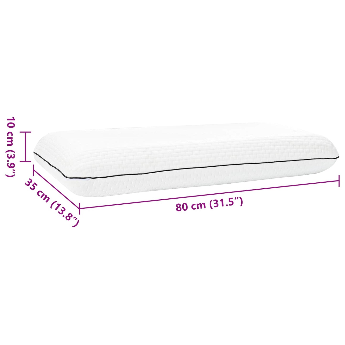 Cuscino da Letto Tinta unita Bianco 80 x 35 x 10 cm Schiuma Gel | homemem39