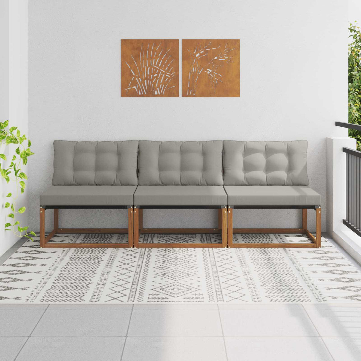 3 pz Divano centrale per esterno Legno di Acacia Massello - homemem39