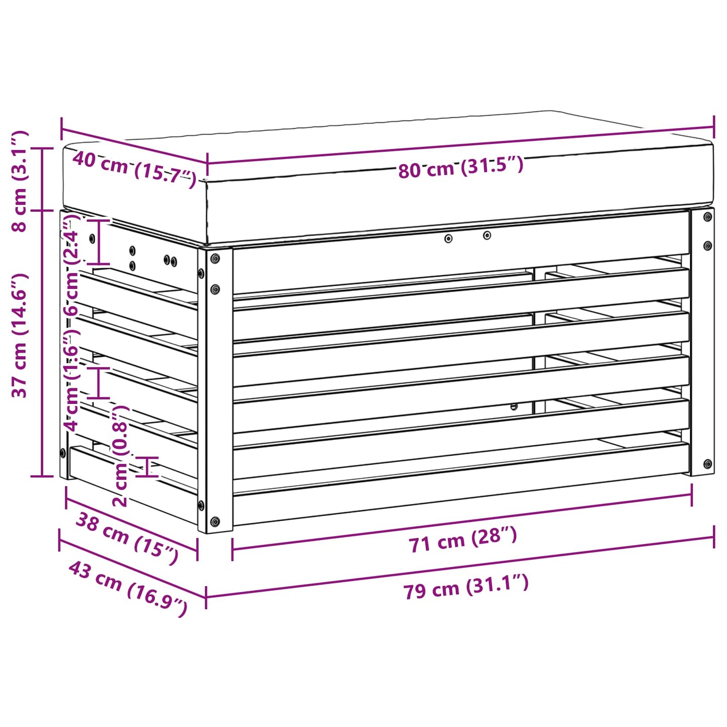 Panca da esterno Legno di Acacia Massello Naturale | homemem39