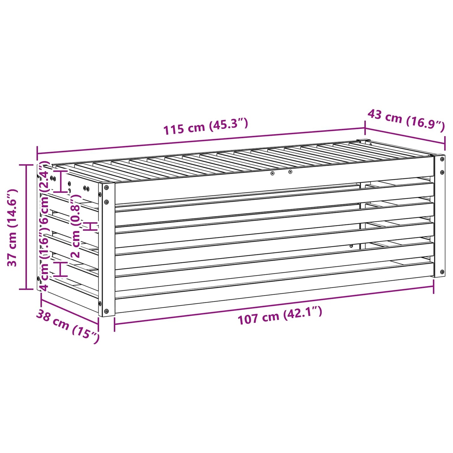 Panca da esterno Naturale 115 x 43 x 37 cm | homemem39