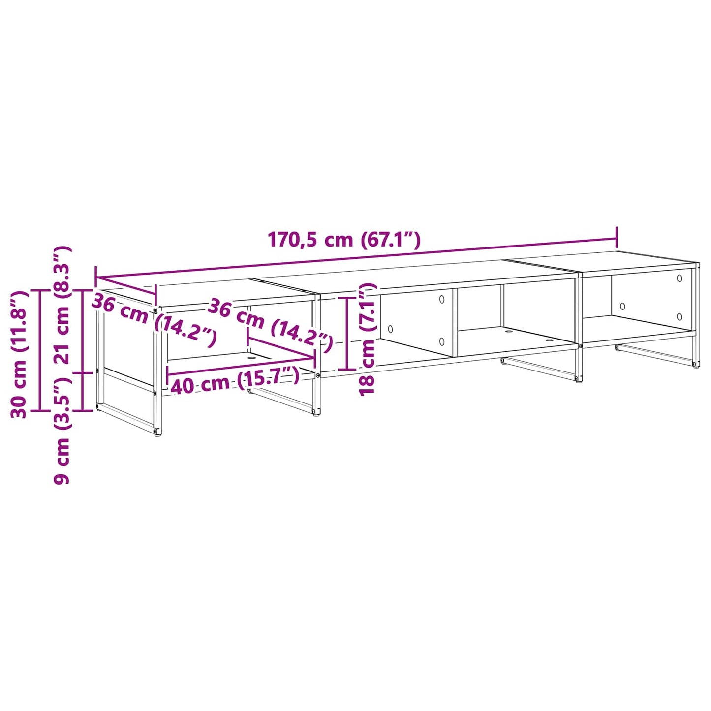 Mobile TV Rovere Artigianale 170,5 x 36 x 30,5 cm
