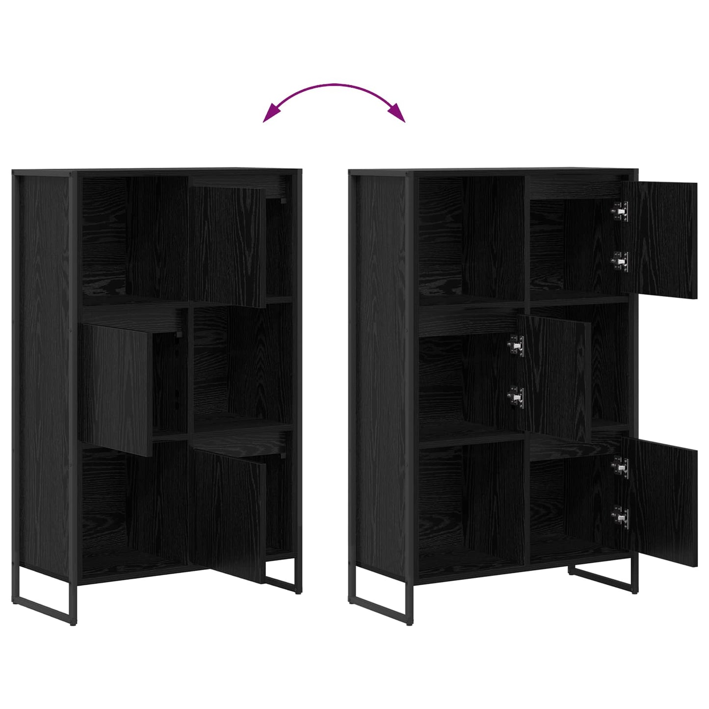 Armadio per Libri Rovere Nero 68 x 30 x 108.5 cm