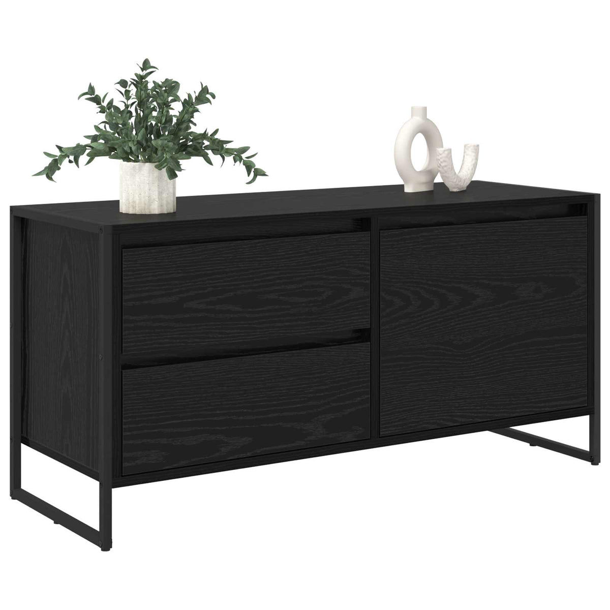 Mobile TV 100 x 36 x 49.5 cm Rovere Nero Legno ingegnerizzato - homemem39