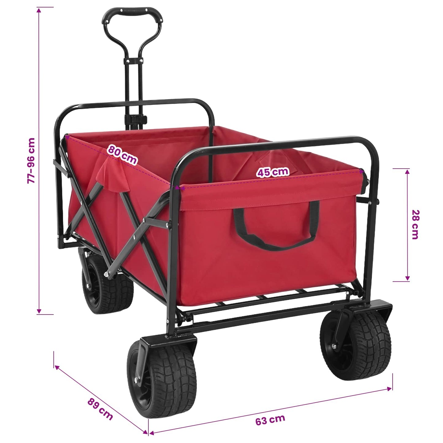 Carrello Pieghevole Rosso 89 x 63 x 96 cm