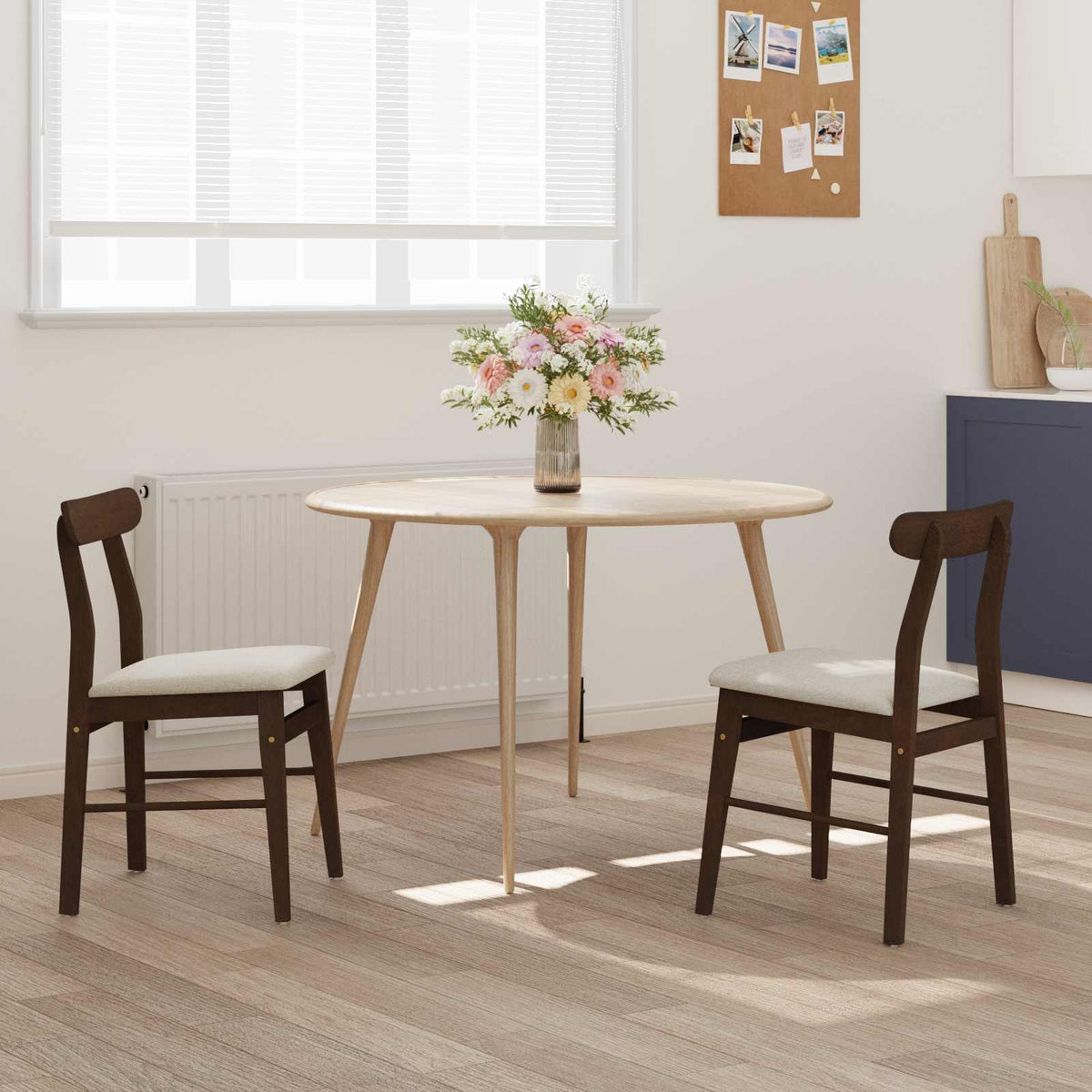 Sedia da pranzo 2 pz Legno di gomma solido 43 x 44,5 x 77 cm - homemem39