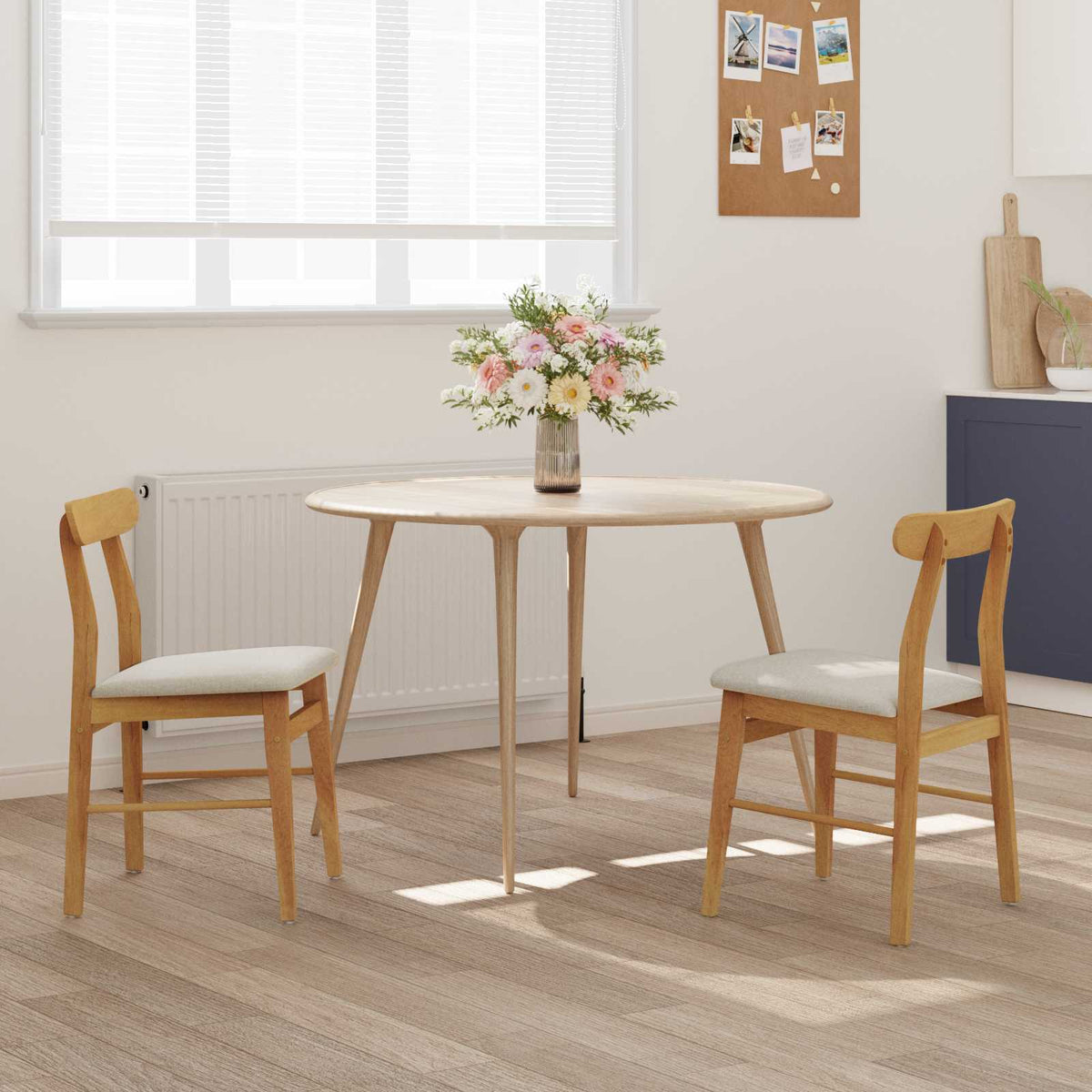 Sedia da pranzo 2 pz Legno di gomma solido Naturale e chiaro - homemem39