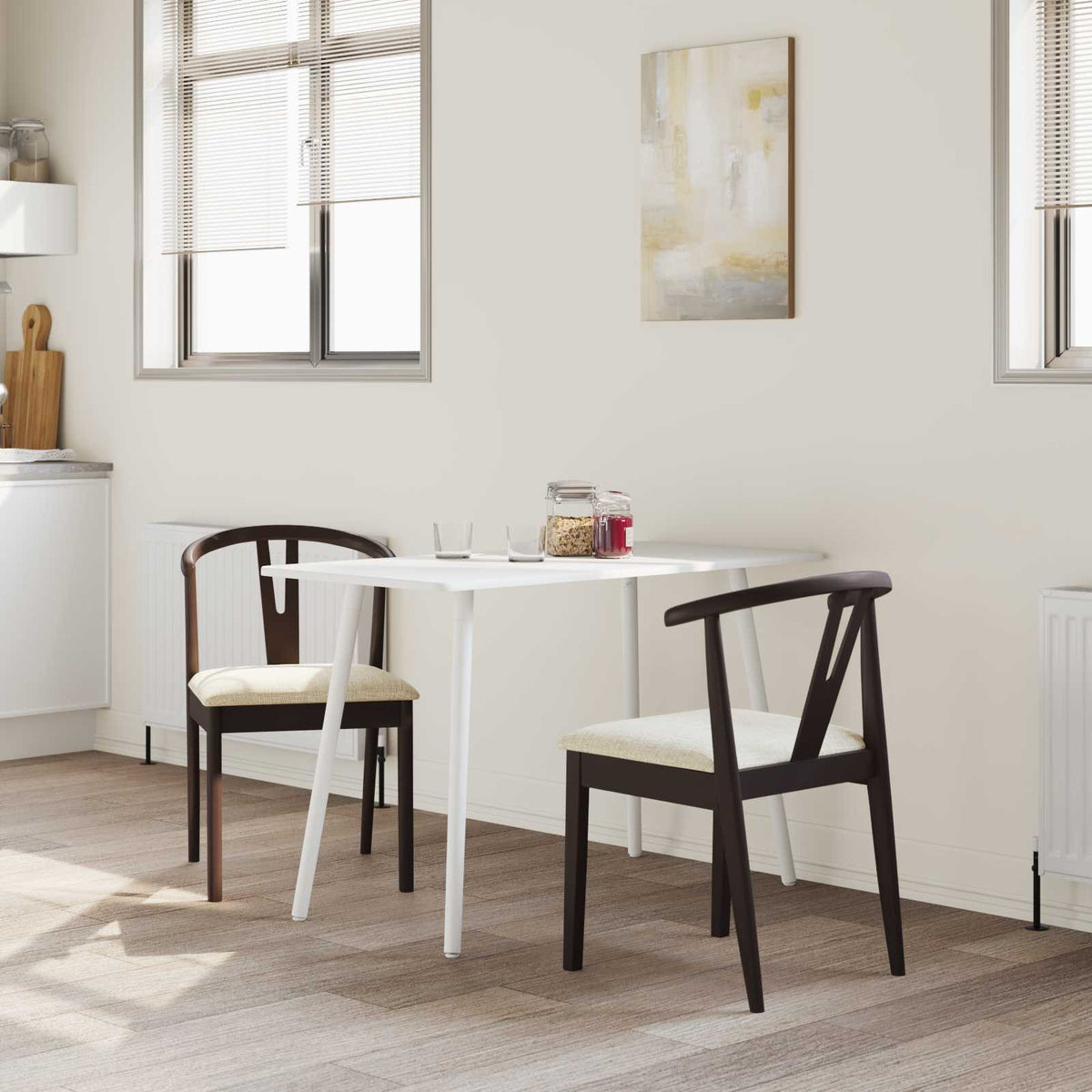 Sedia da pranzo 2 pz Legno di gomma solido 50,5 x 61 x 80,5 cm - homemem39