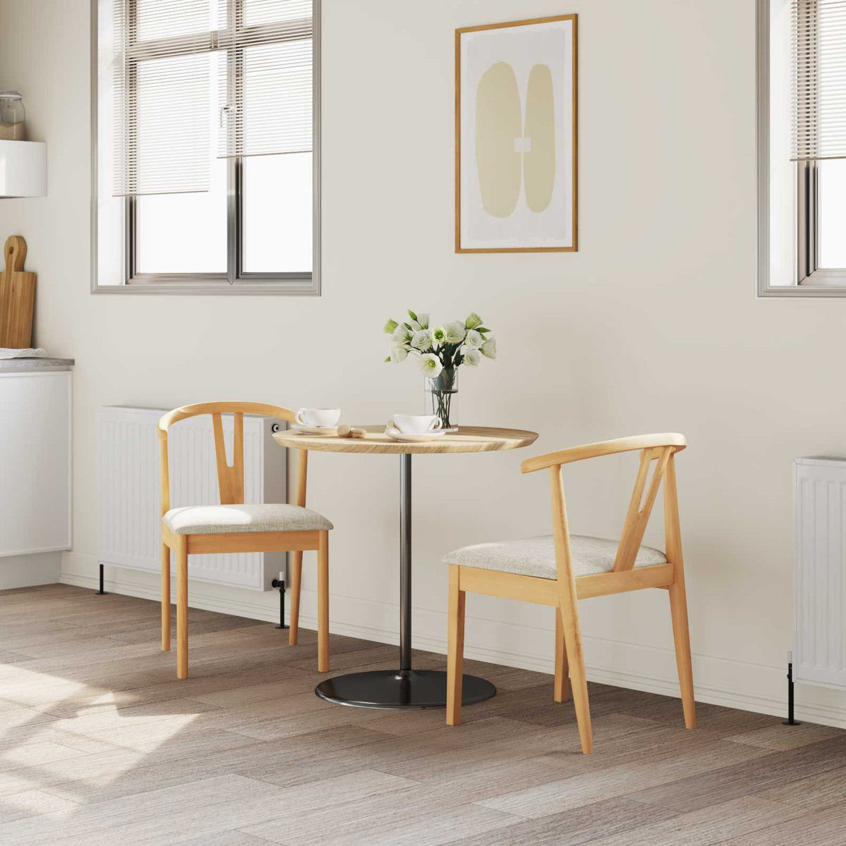 Sedia da pranzo 2 pz Legno di gomma solido Naturale e chiaro - homemem39