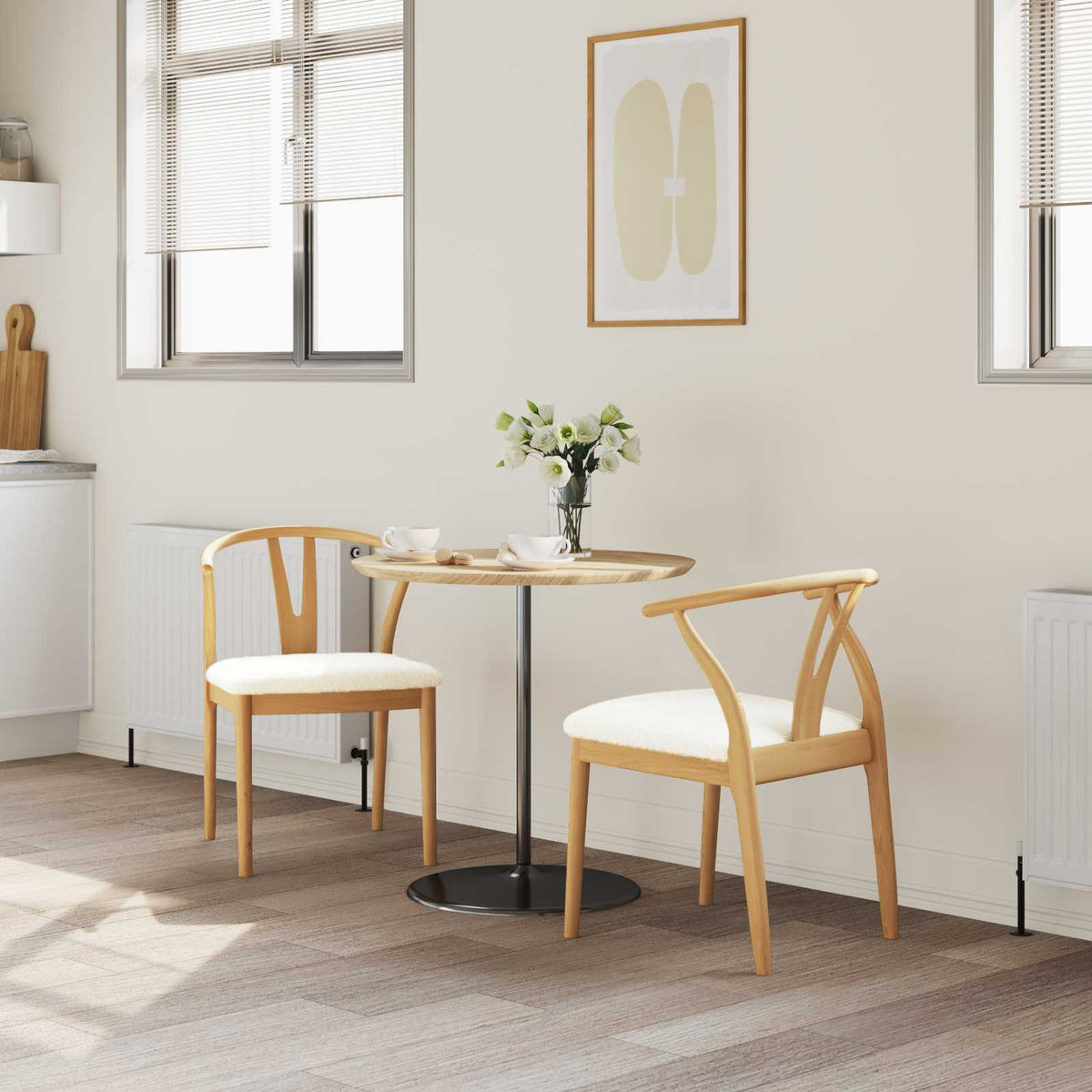 Sedia da pranzo 2 pz Legno di gomma solido Naturale e chiaro - homemem39