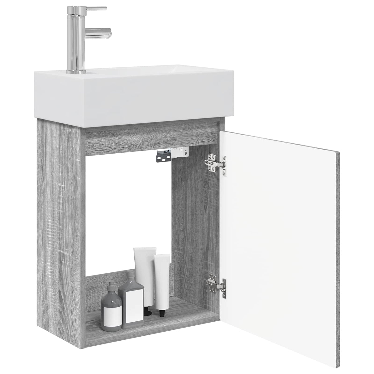 Mobile bagno con rubinetto Sonoma grigio 45,5 x 22,5 x 84 cm | homemem39