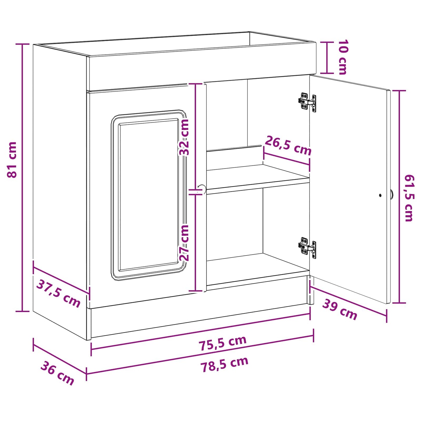 Mobiletto da bagno sotto il lavello Bianco 78,5 x 37,5 x 81 cm | homemem39