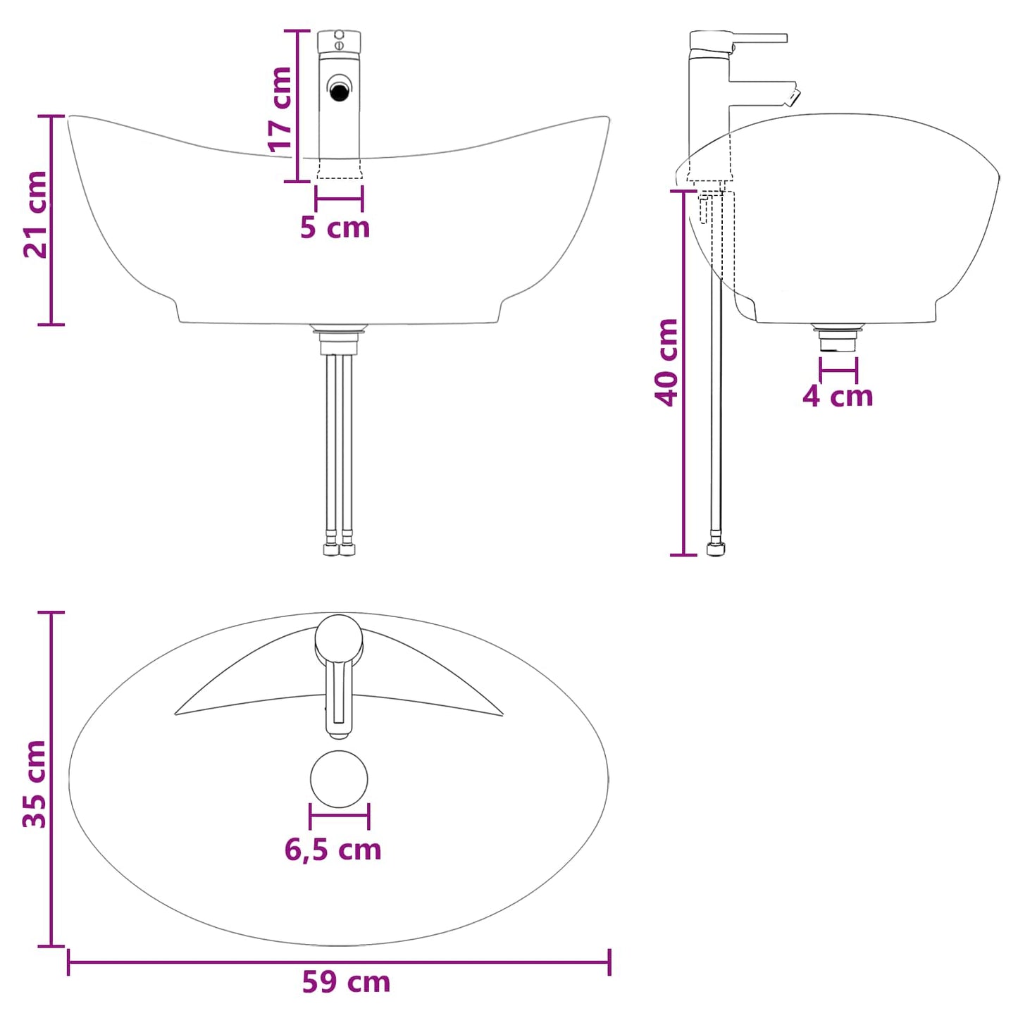 Lavabo da bagno Cromato 59 x 35 x 21 cm Metallo | homemem39