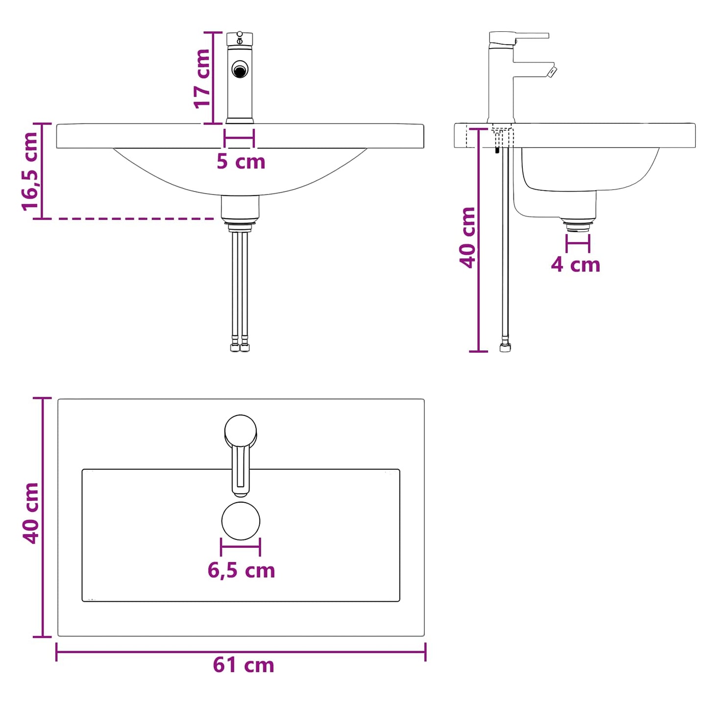 Lavabo da bagno Cromato 61 x 40 x 16,5 cm Metallo | homemem39