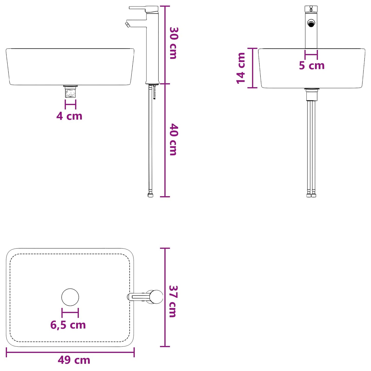 Lavabo da bagno Cromato 49 x 37 x 14 cm Metallo | homemem39