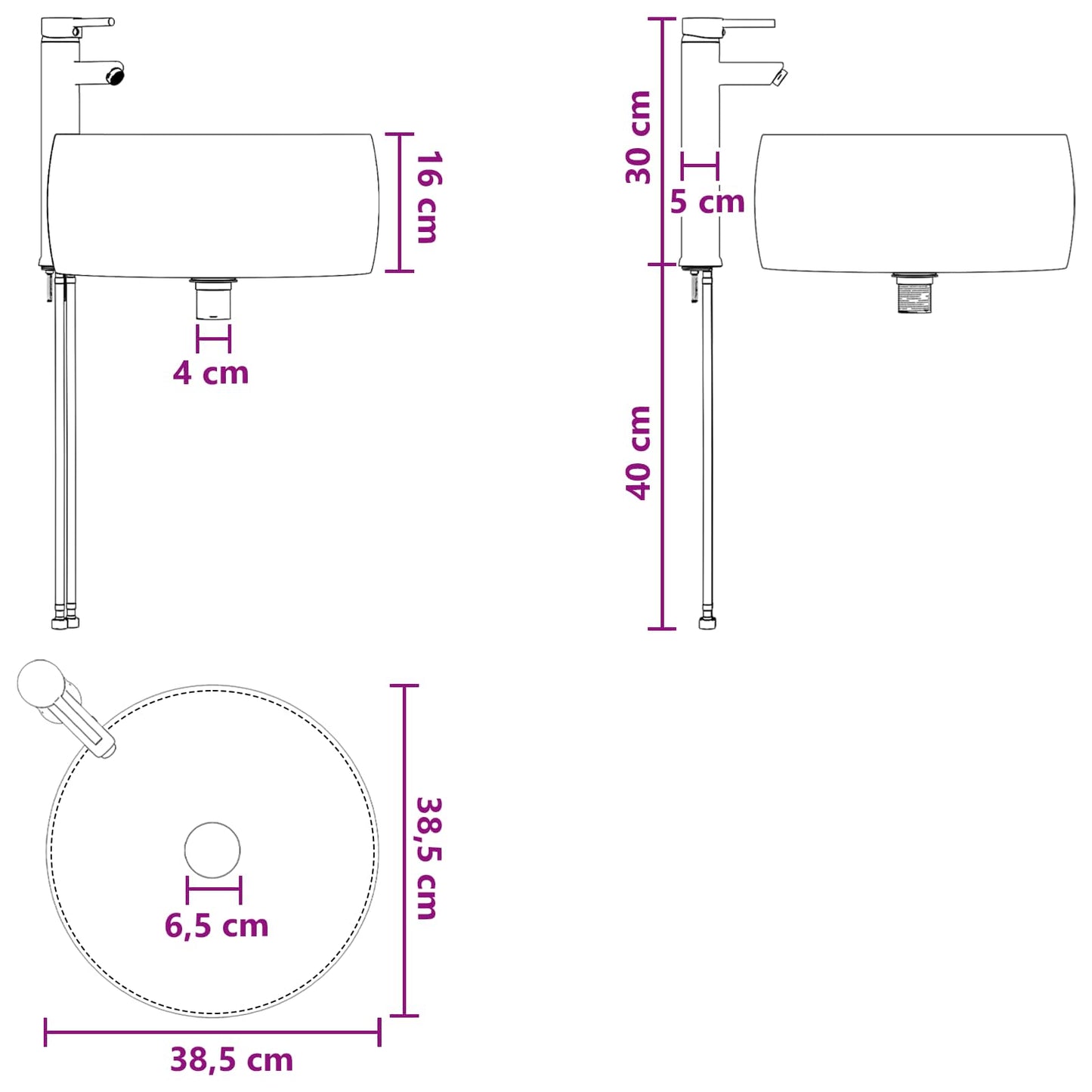 Mobile Lavabo da Parete Bianco 49,5 x 44,5 x 66 cm | homemem39