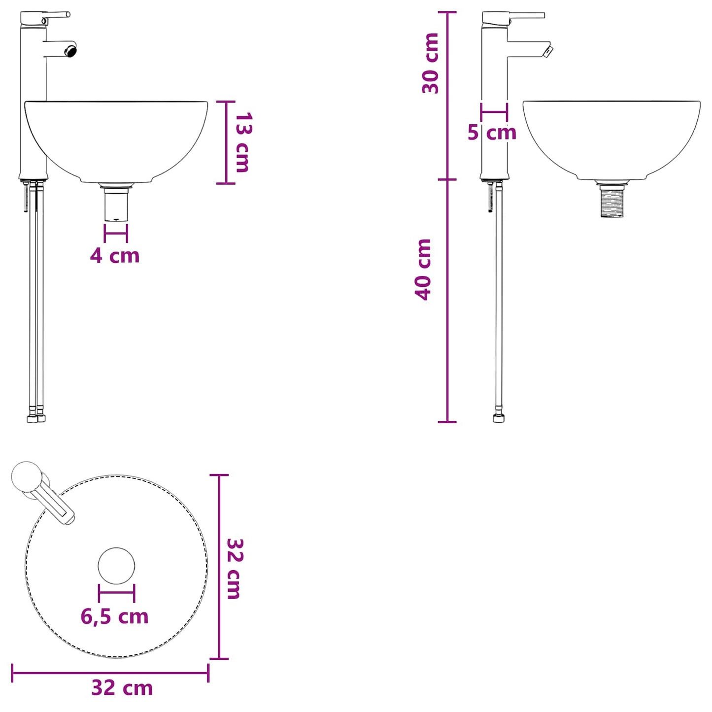 Mobile lavabo da parete Bianco 39 x 35 x 63 cm | homemem39