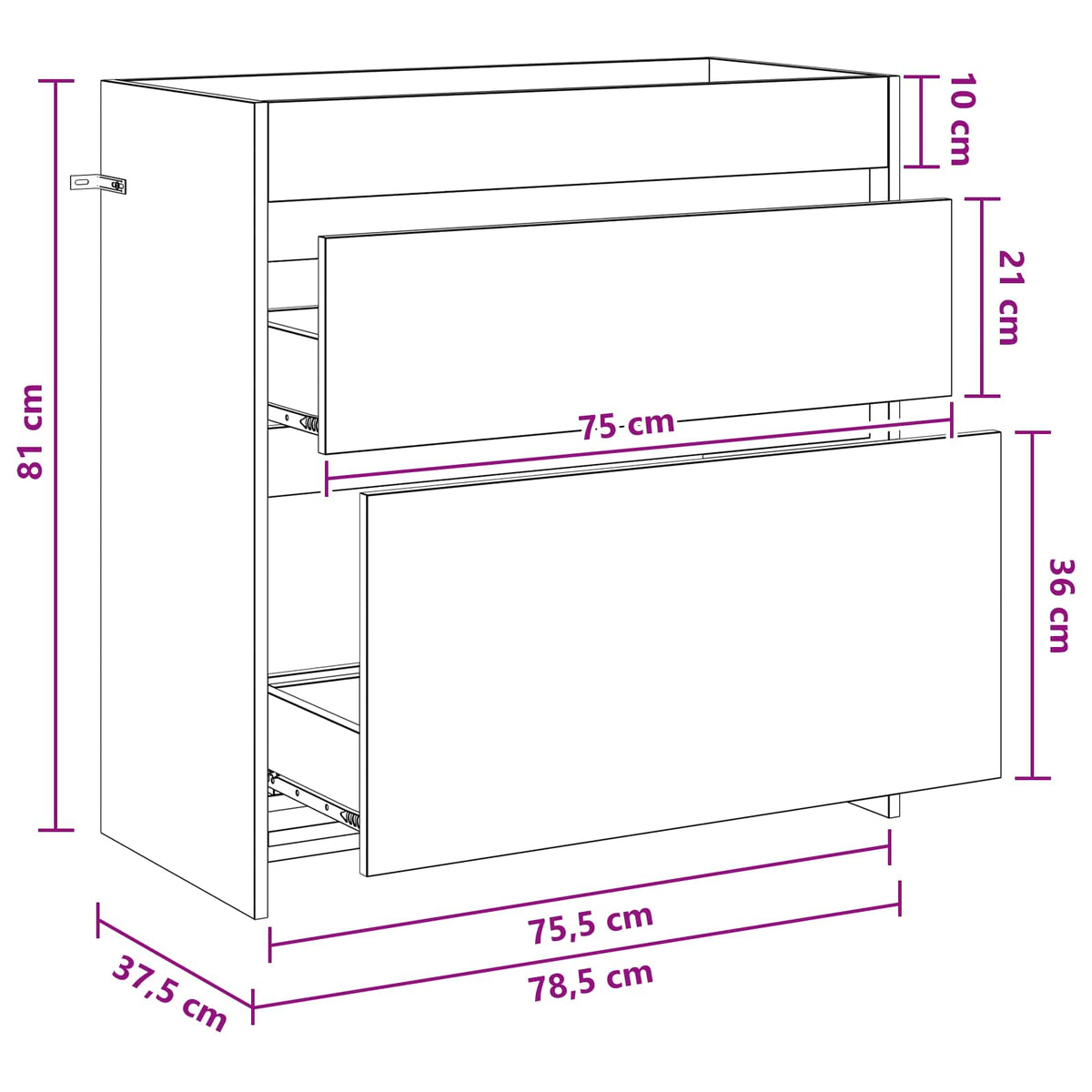 Mobiletto da Bagno Sotto Lavabo Rovere Nero 78,5 x 37,5 x 81 cm