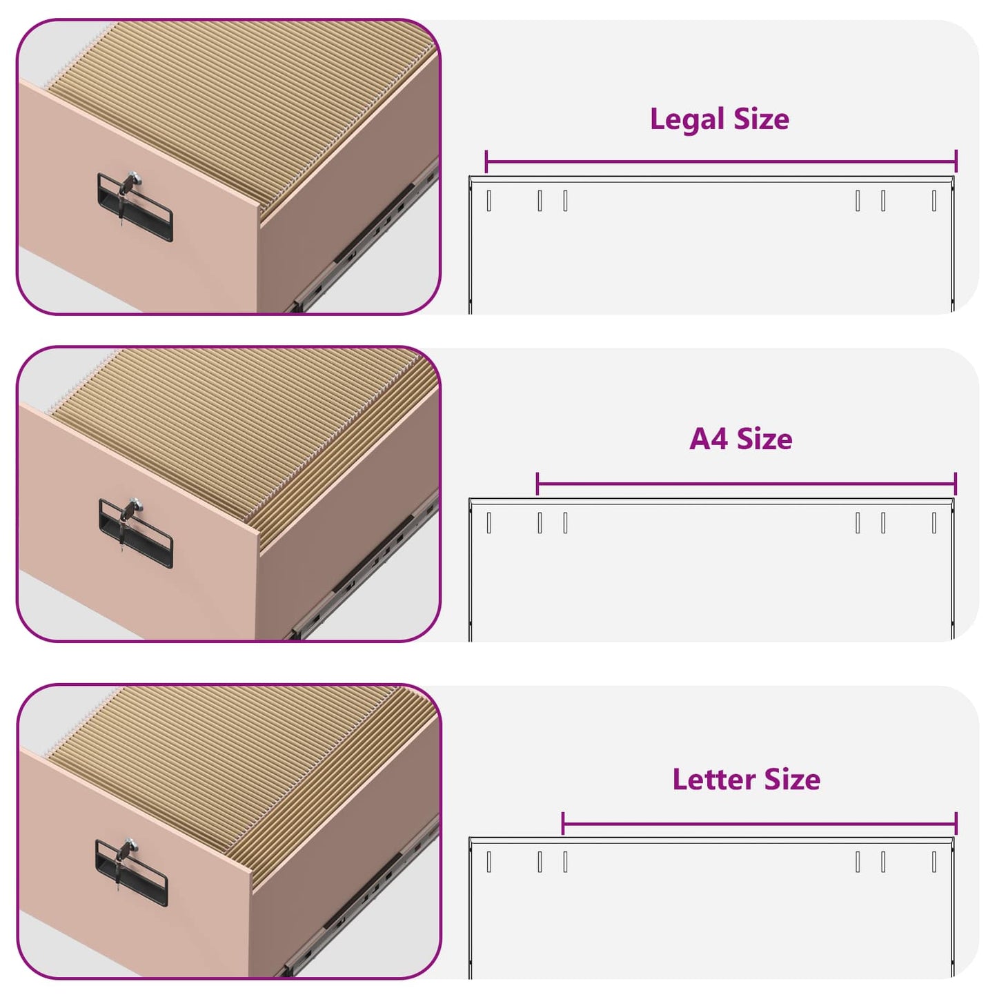 Armadio per File con cassetto 2 pcs Rosa 44 x 50 x 139 cm