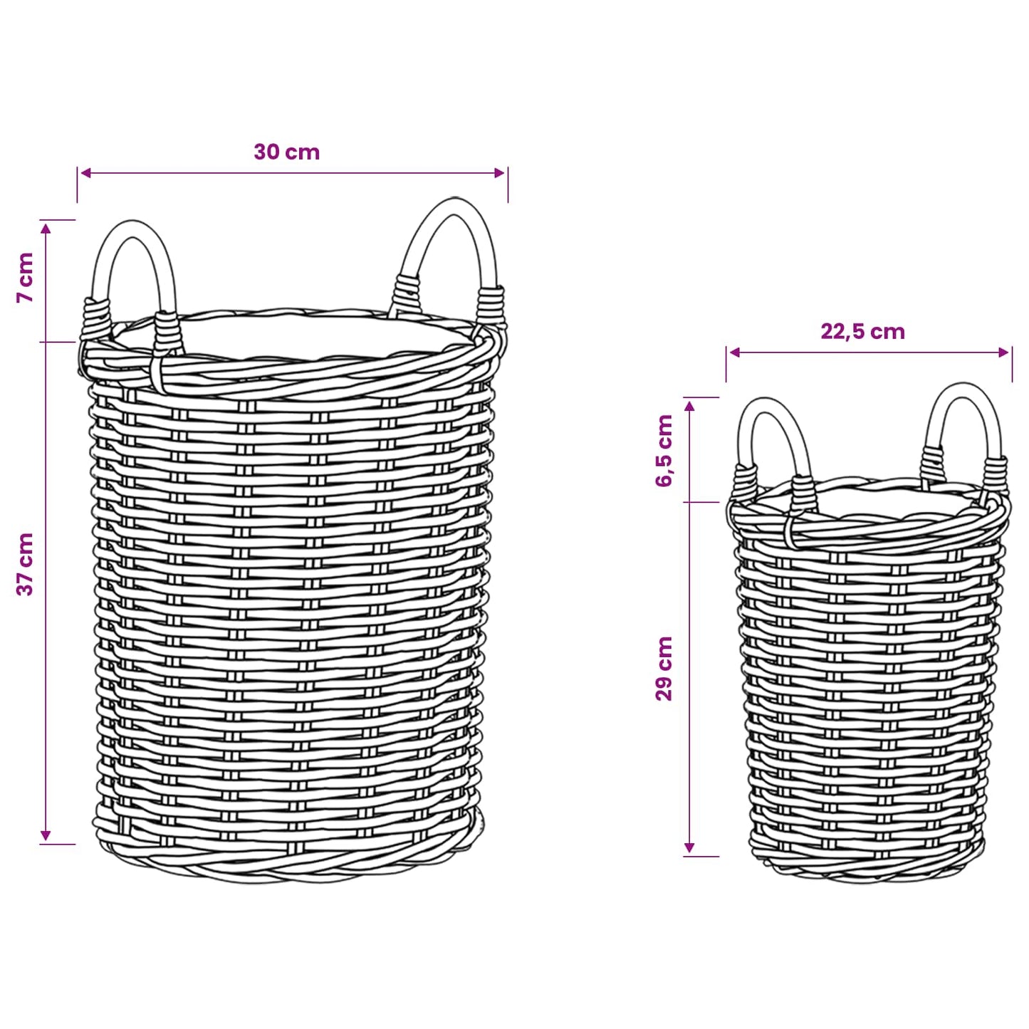 Cesto per Piante 2 pz Marrone Naturale Rattan Kubu