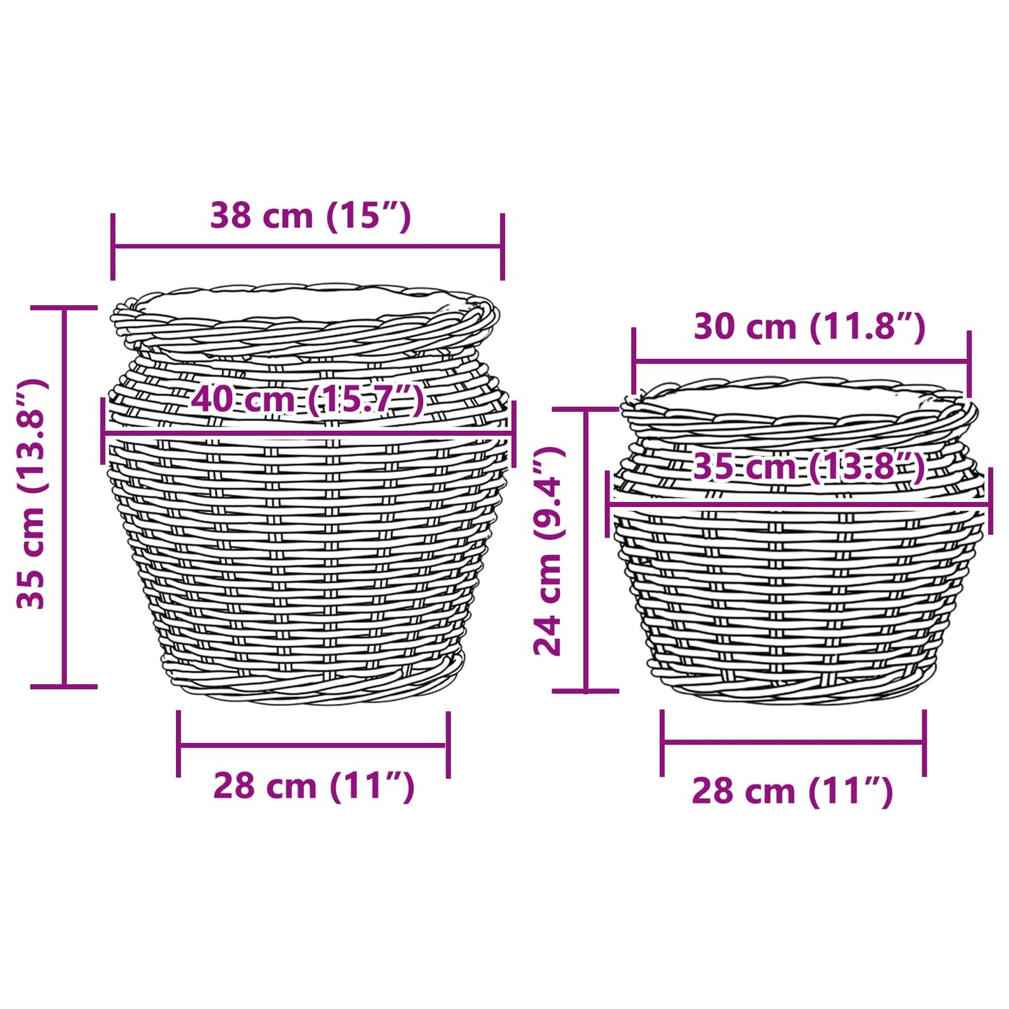 Cesto per Piante con archiviazione 2 pcs Grigio Rattan Lacak | homemem39