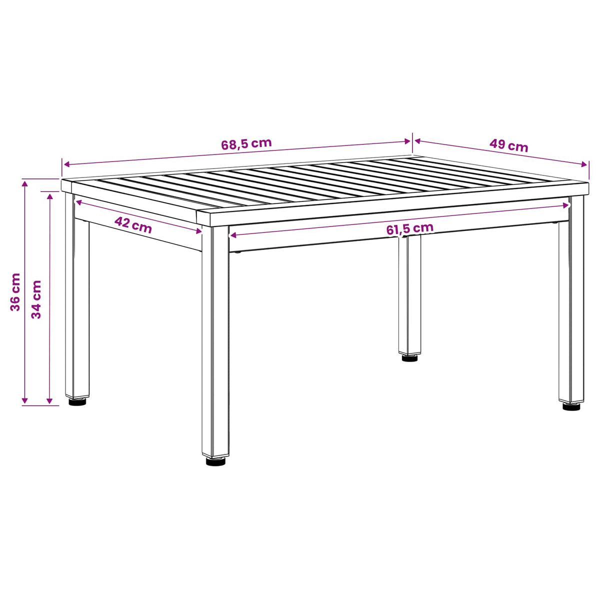 Tavolino da salotto Bianco 49 x 68,5 x 36 cm