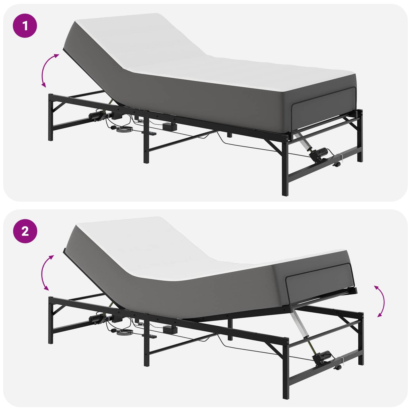 Telaio Letto Elettrico Regolabile Nero 80 x 200 cm Acciaio | homemem39