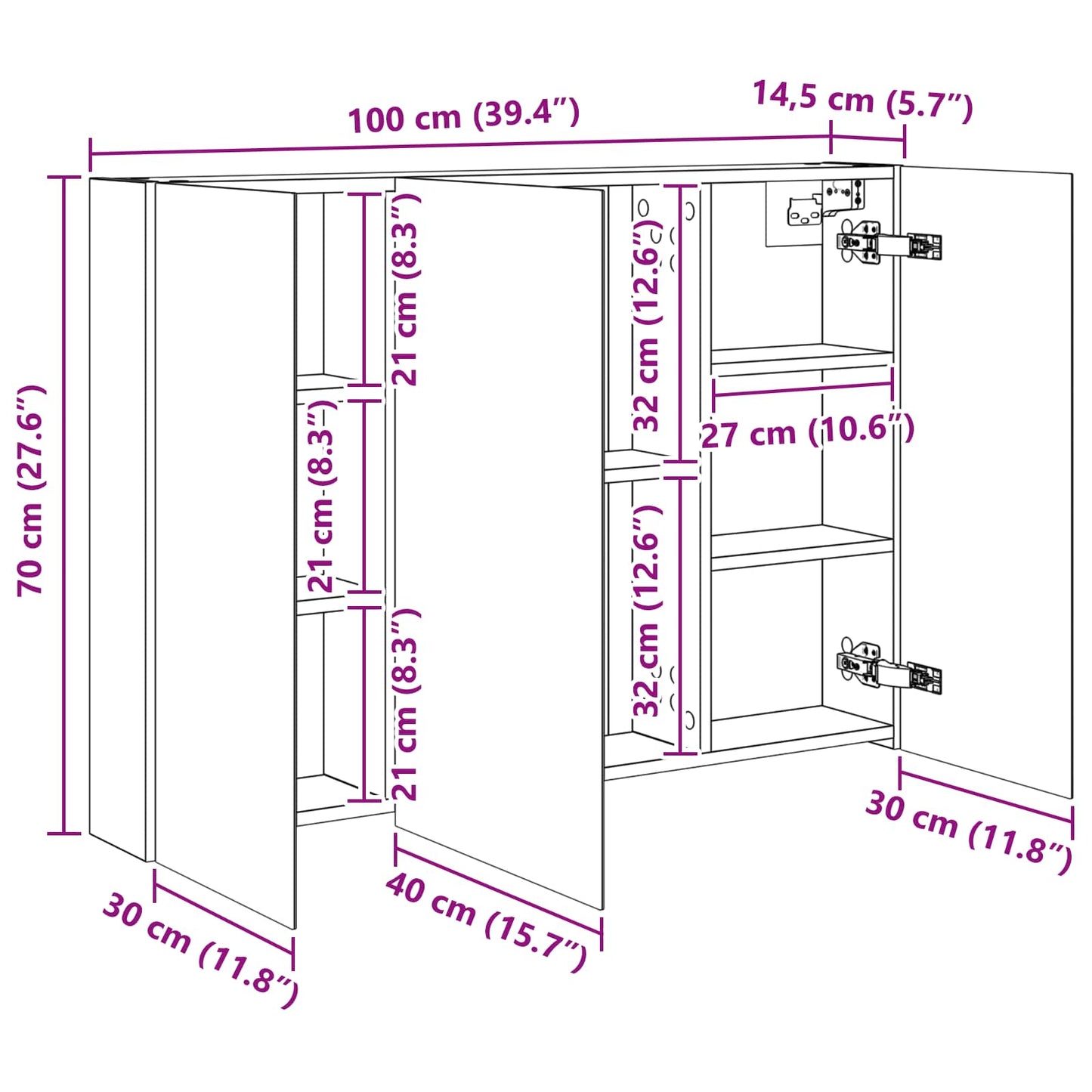 Mobiletto per specchio da bagno con lo scaffale Legno vecchio