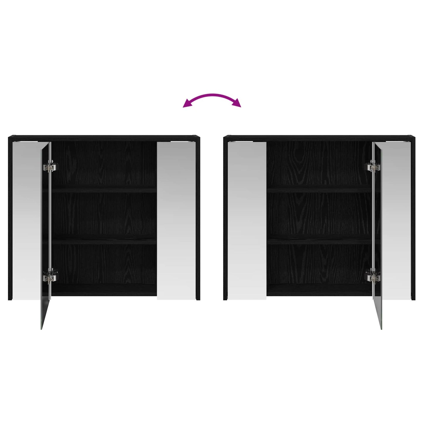 Mobiletto per specchio da bagno Rovere Nero 73,5 x 16 x 62,5 cm | homemem39