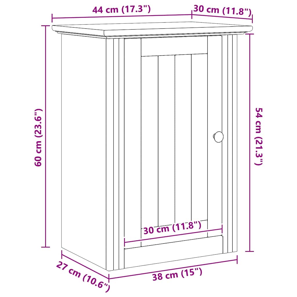 Armadio da bagno a muro BODO Marrone miele 44 x 30 x 60 cm