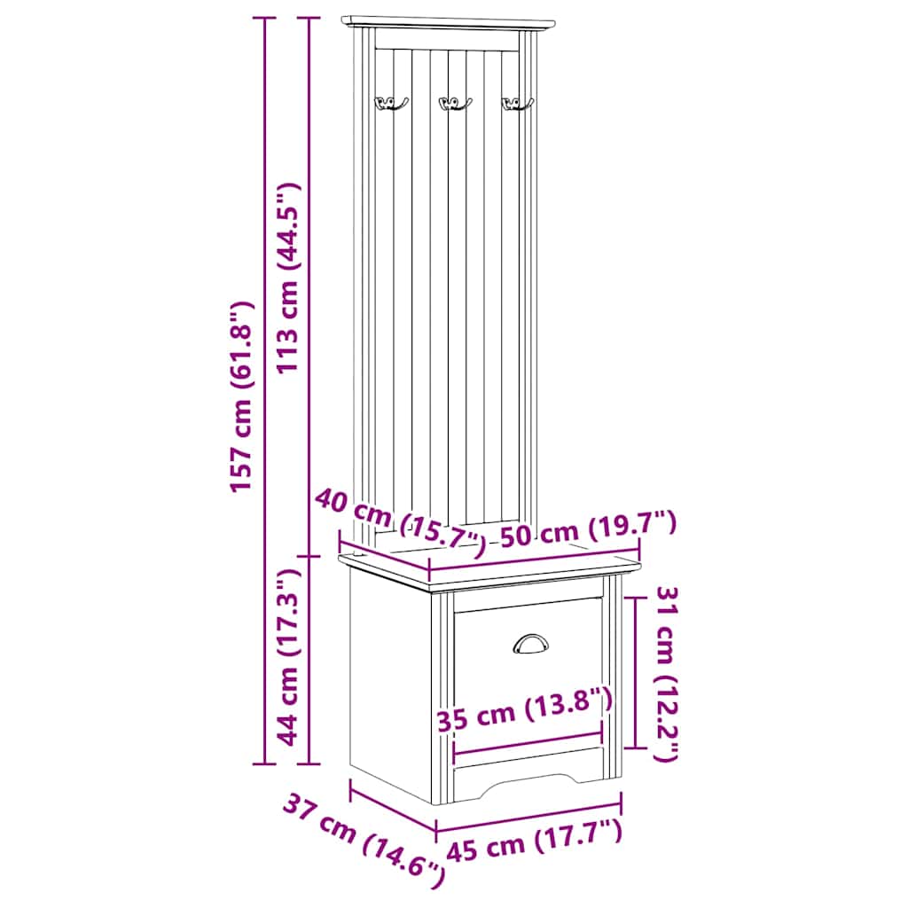 Armadio per corridoio BODO Marrone miele 50 x 40 x 156,7 cm | homemem39