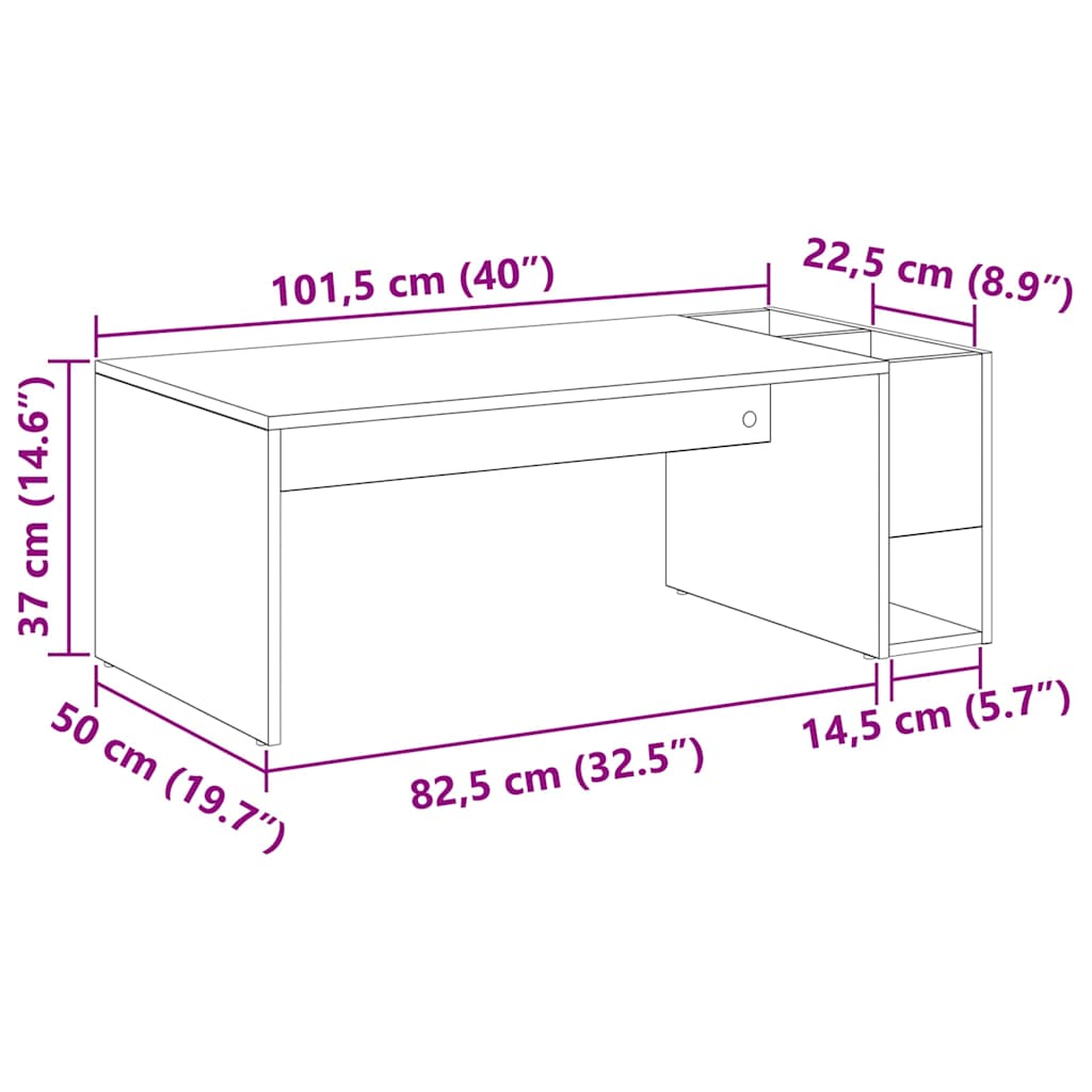 Tavolino da salotto Legno vecchio 101,5 x 50 x 37 cm