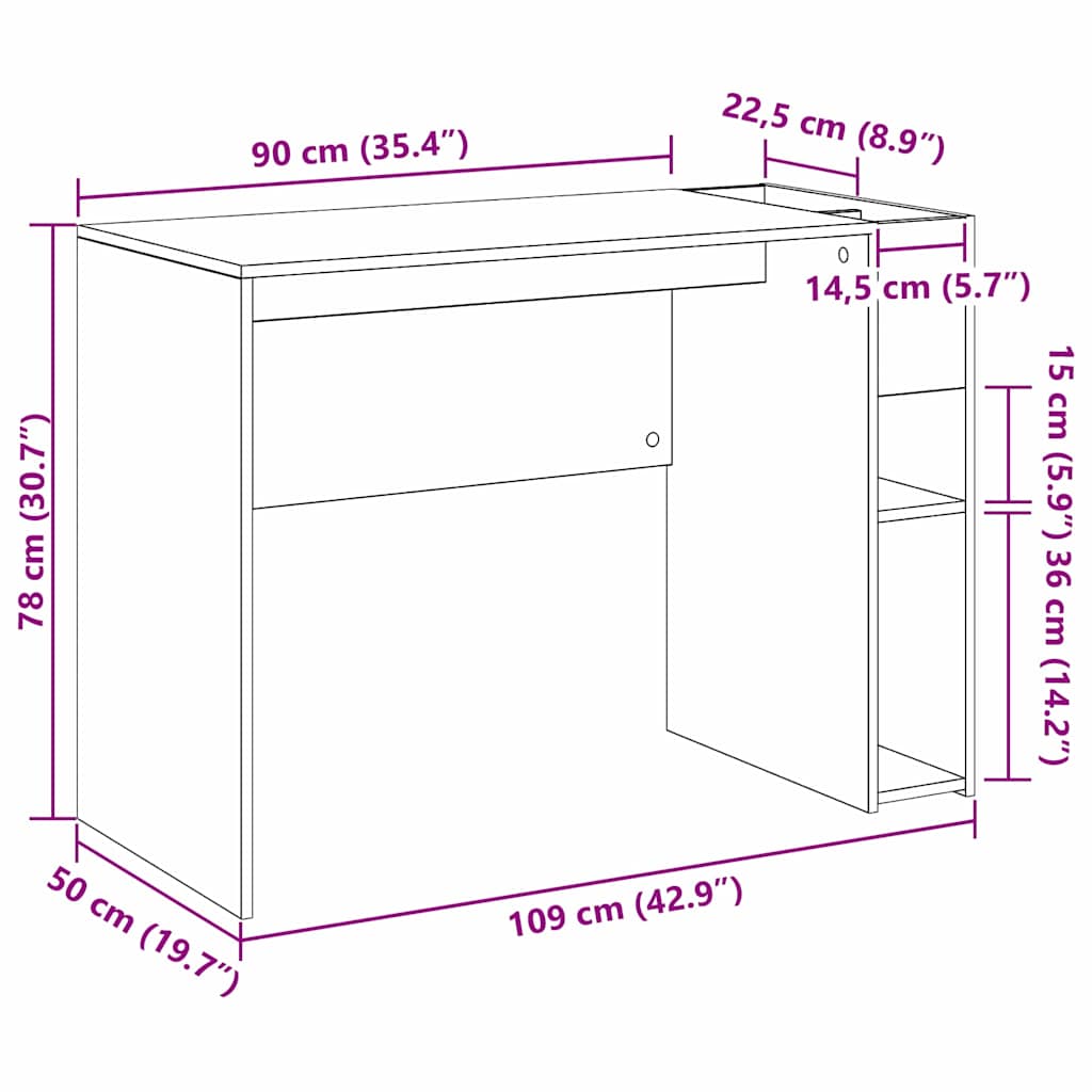 Scrivania Grigio Sonoma 109 x 50 x 78 cm Legno multistrato