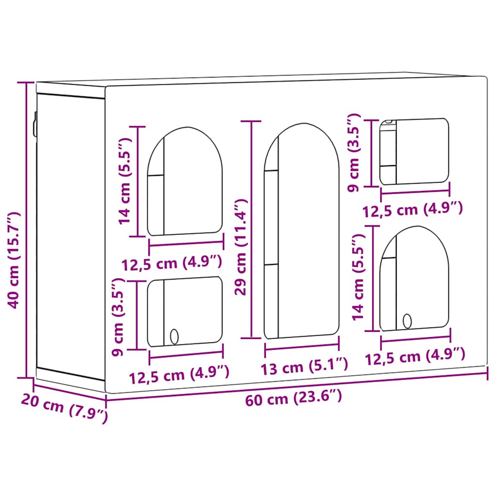 Armadio pensile con lo scaffale Grigio cemento 60 x 20 x 40 cm