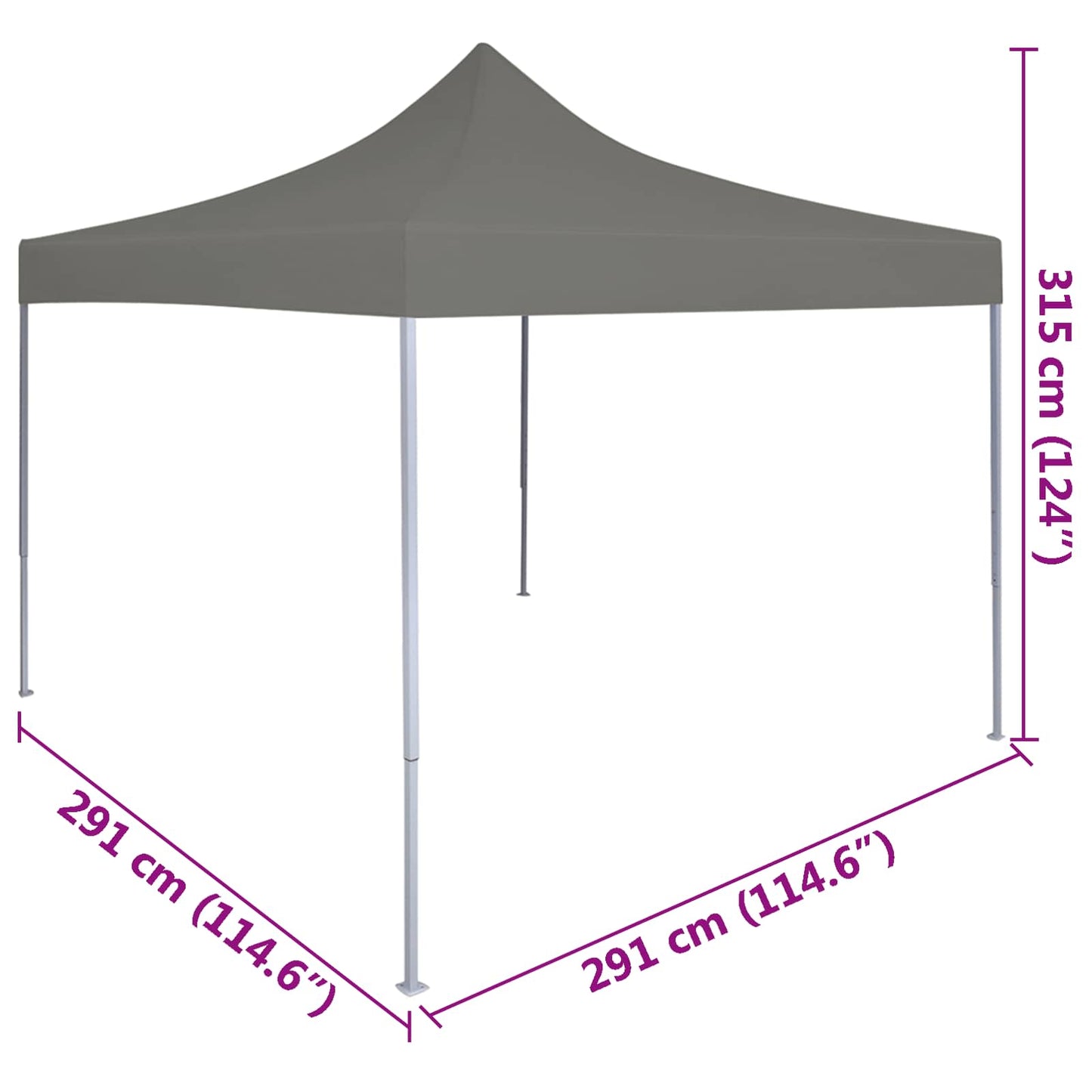 Tenda Party Antracite 291 x 291 x 315 cm Tessuto Oxford