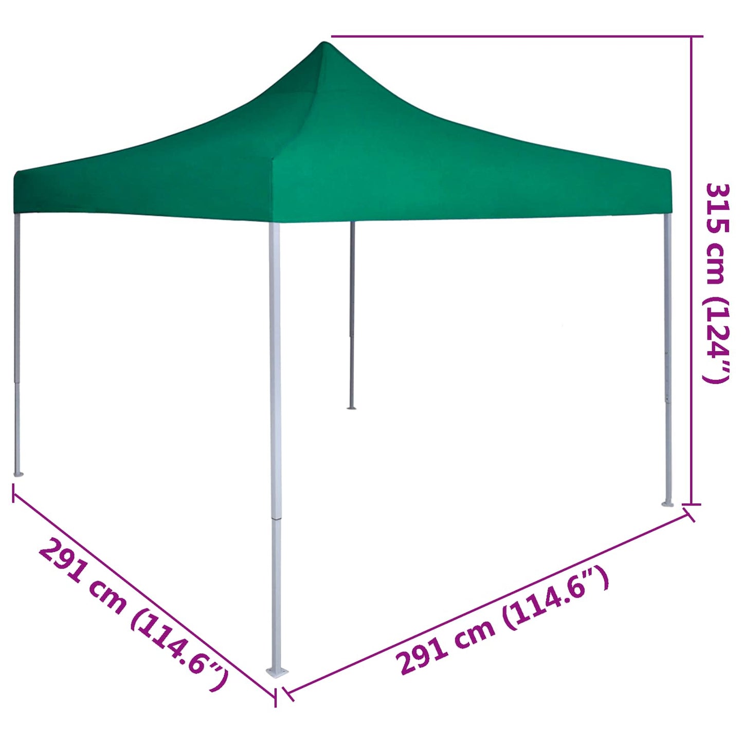 Tenda Party Verde 291 x 291 x 315 cm Tessuto Oxford
