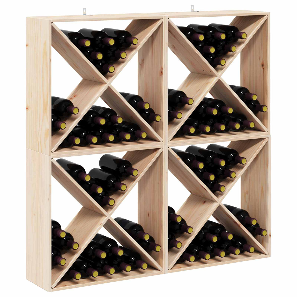 Portabottiglie 4 pz Naturale 62 x 25 x 62 cm Pino massello - homemem39