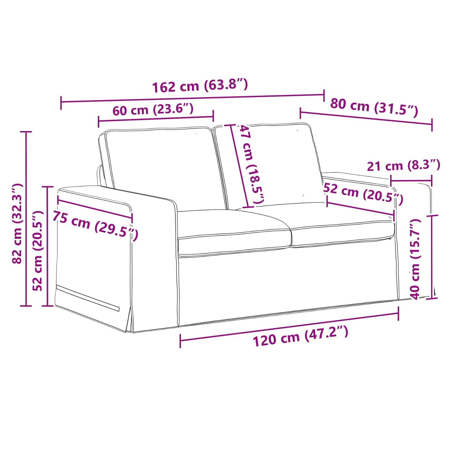 Set di divani 2 pcs Talpa 162 x 80 x 82 cm Tessuto | homemem39