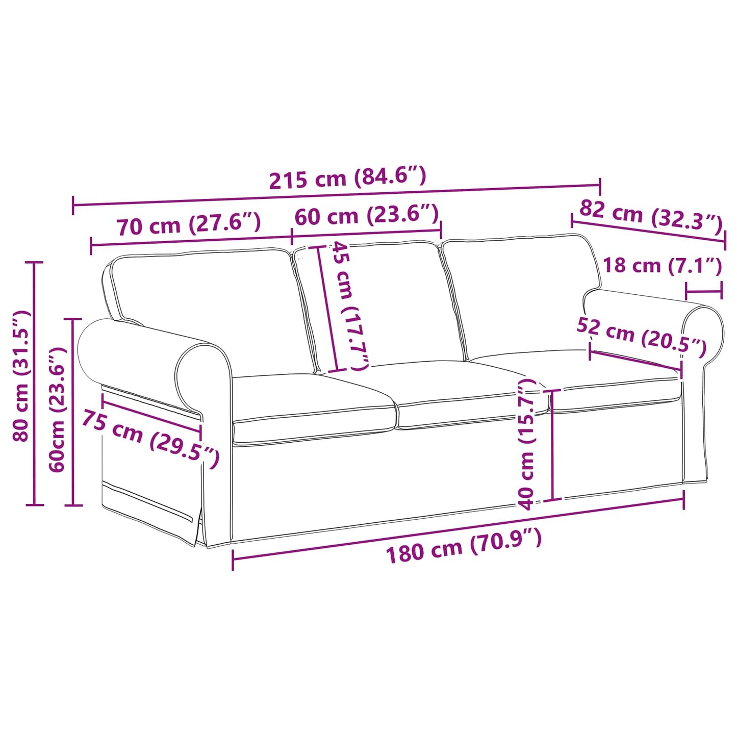 Set di divani 2 pcs Talpa 215 x 82 x 80 cm Tessuto | homemem39