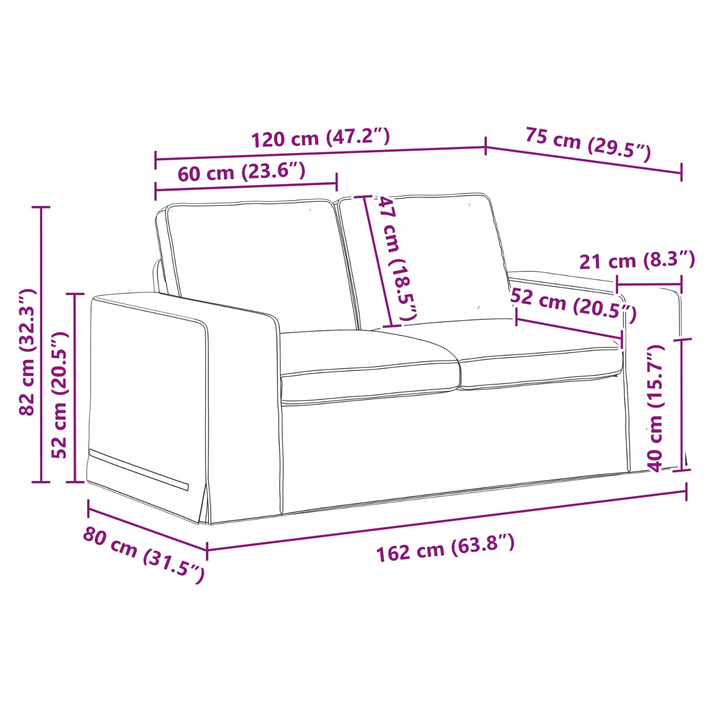 Divano Blu 162 x 80 x 82 cm Tessuto | homemem39