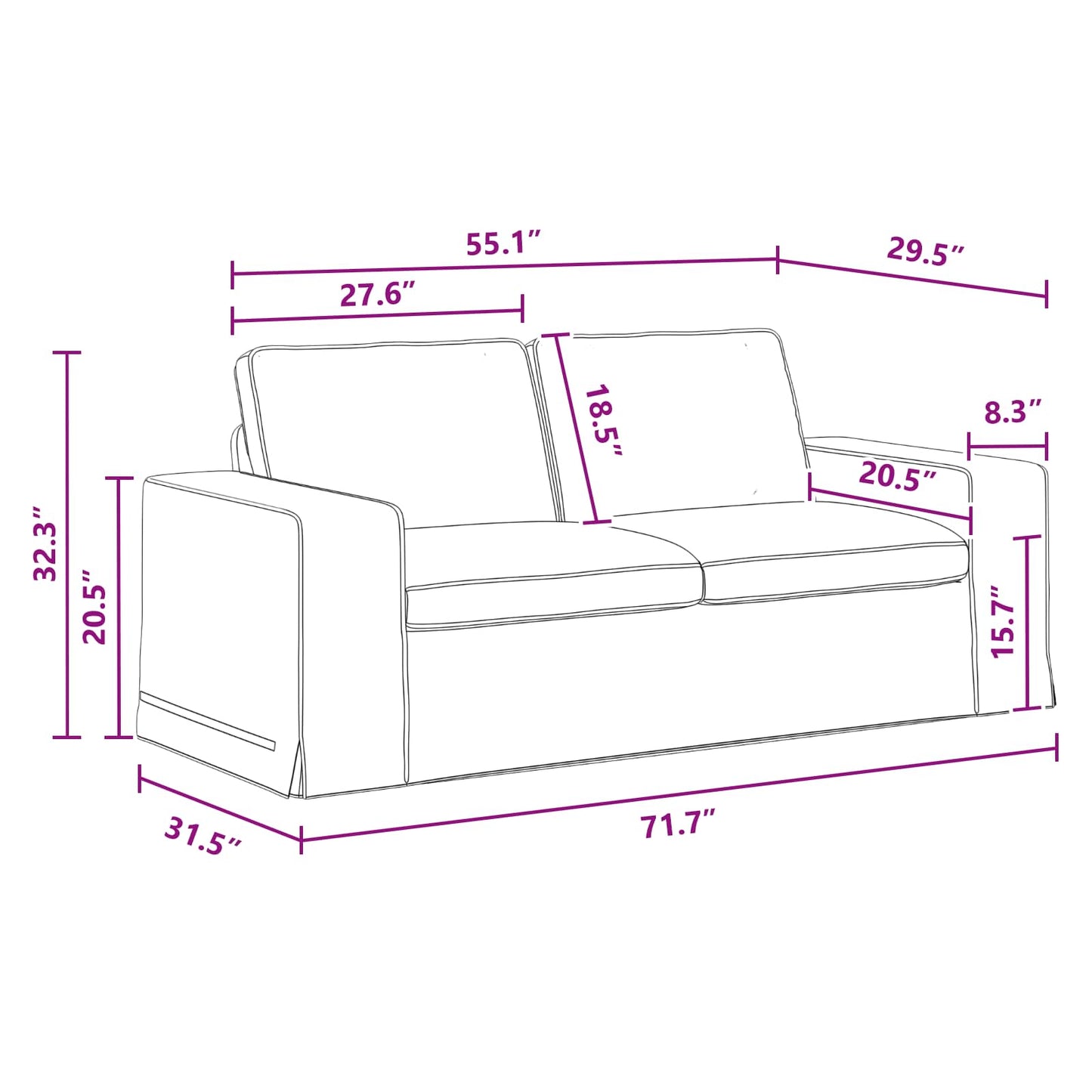Divano Grigio scuro 182 x 80 x 82 cm Tessuto