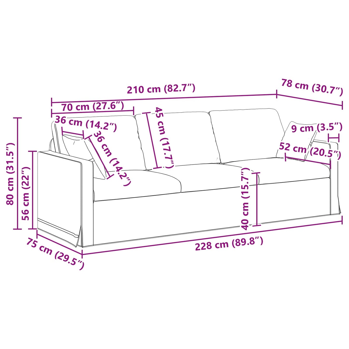 Divano Crema 228 x 78 x 80 cm Velluto | homemem39