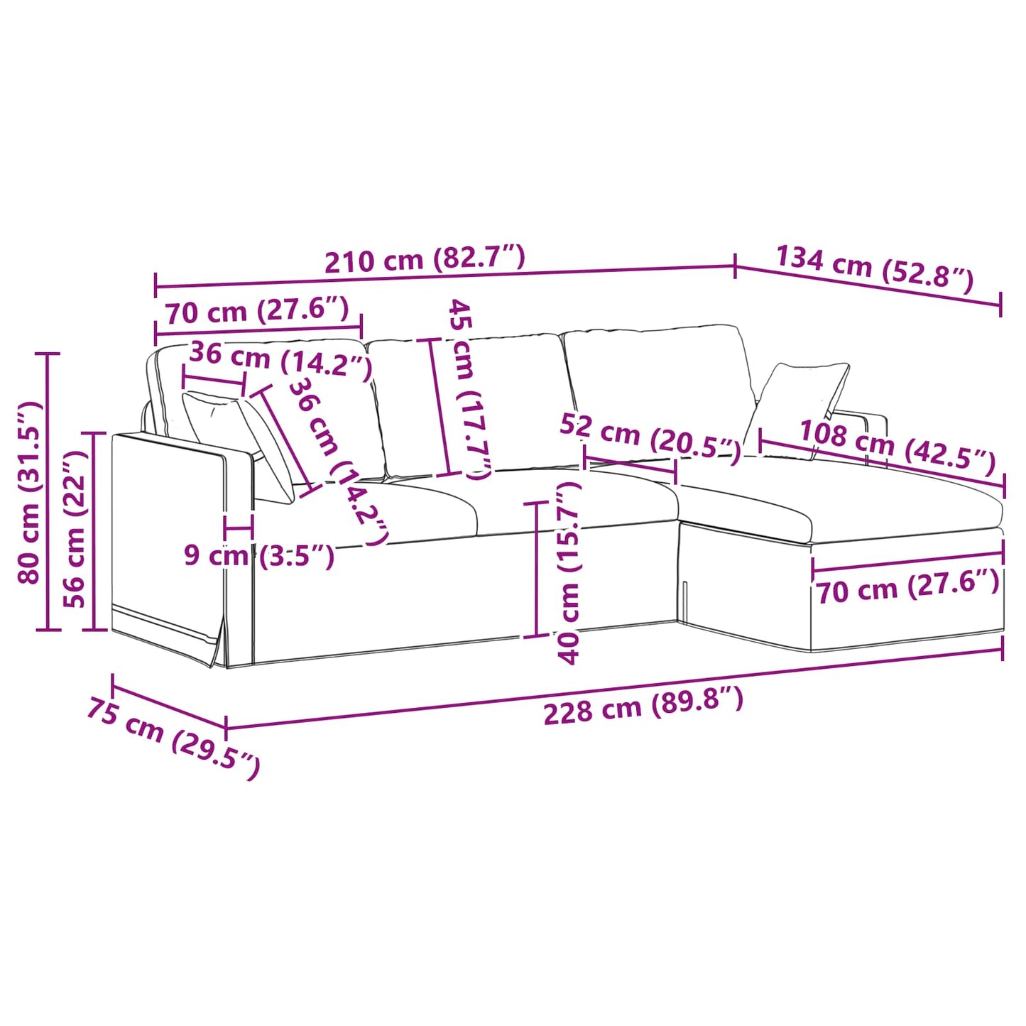 Divano Grigio scuro 228 x 134 x 80 cm Velluto | homemem39