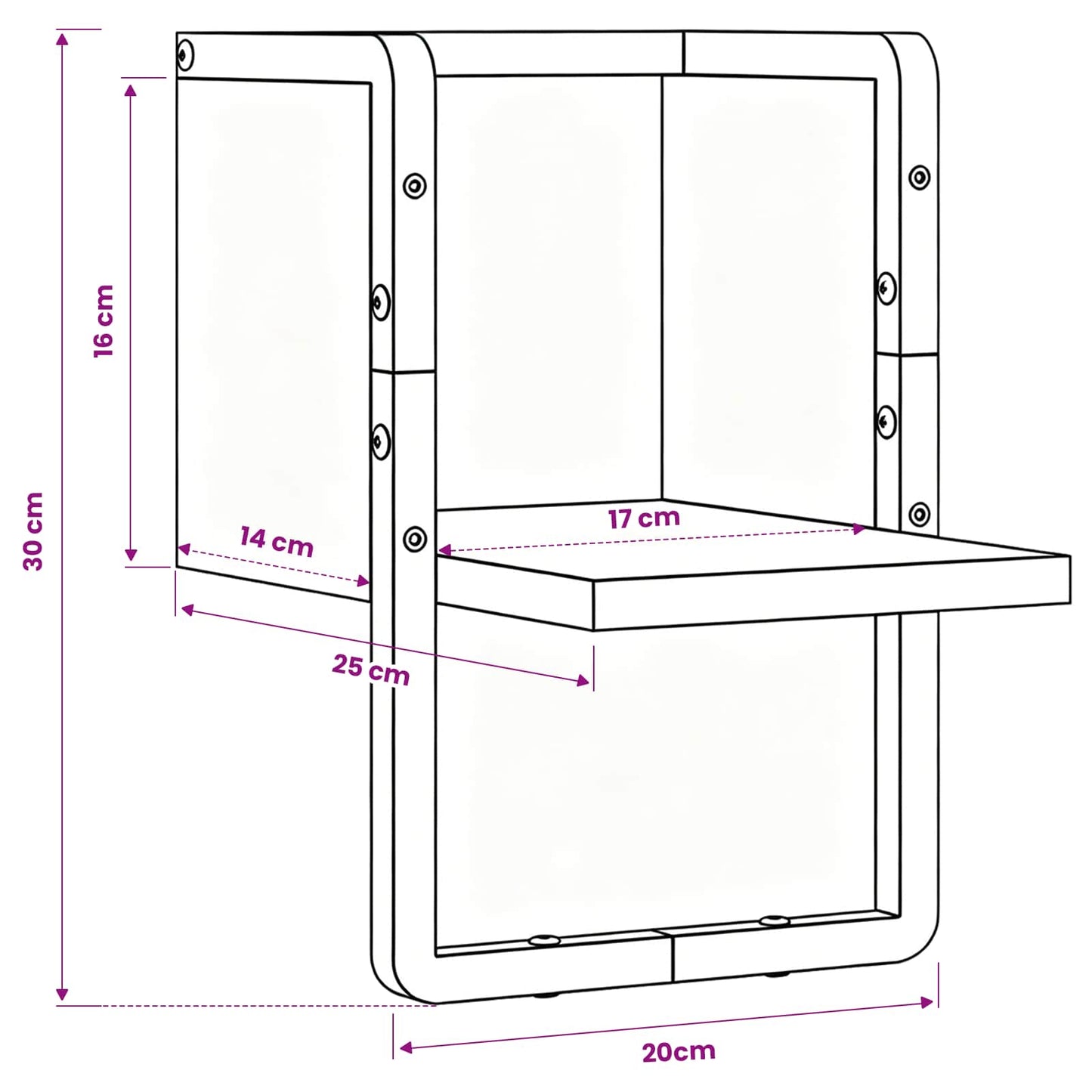 Scaffale da parete Rovere Artigianale 20 x 25 x 30 cm