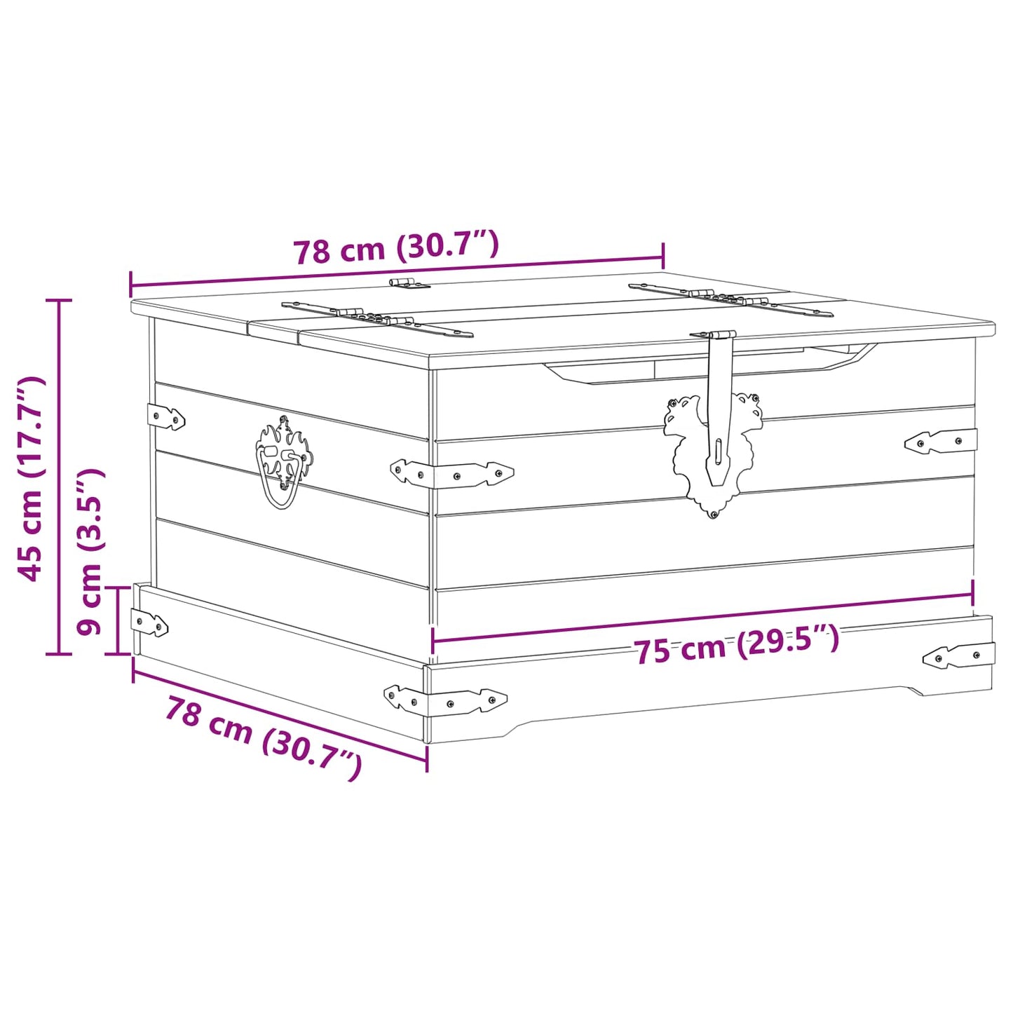 storage box Bianco 78 x 78 x 45 cm Pino massello