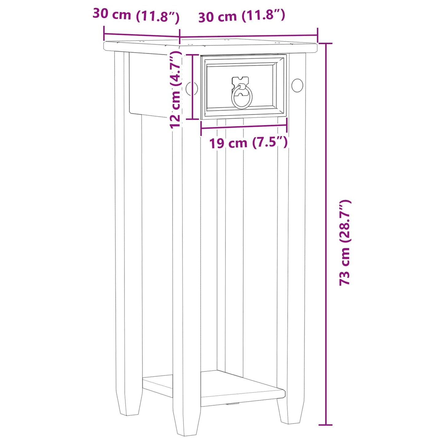 Supporto per piante Bianco 30 x 30 x 73 cm Pino massello | homemem39