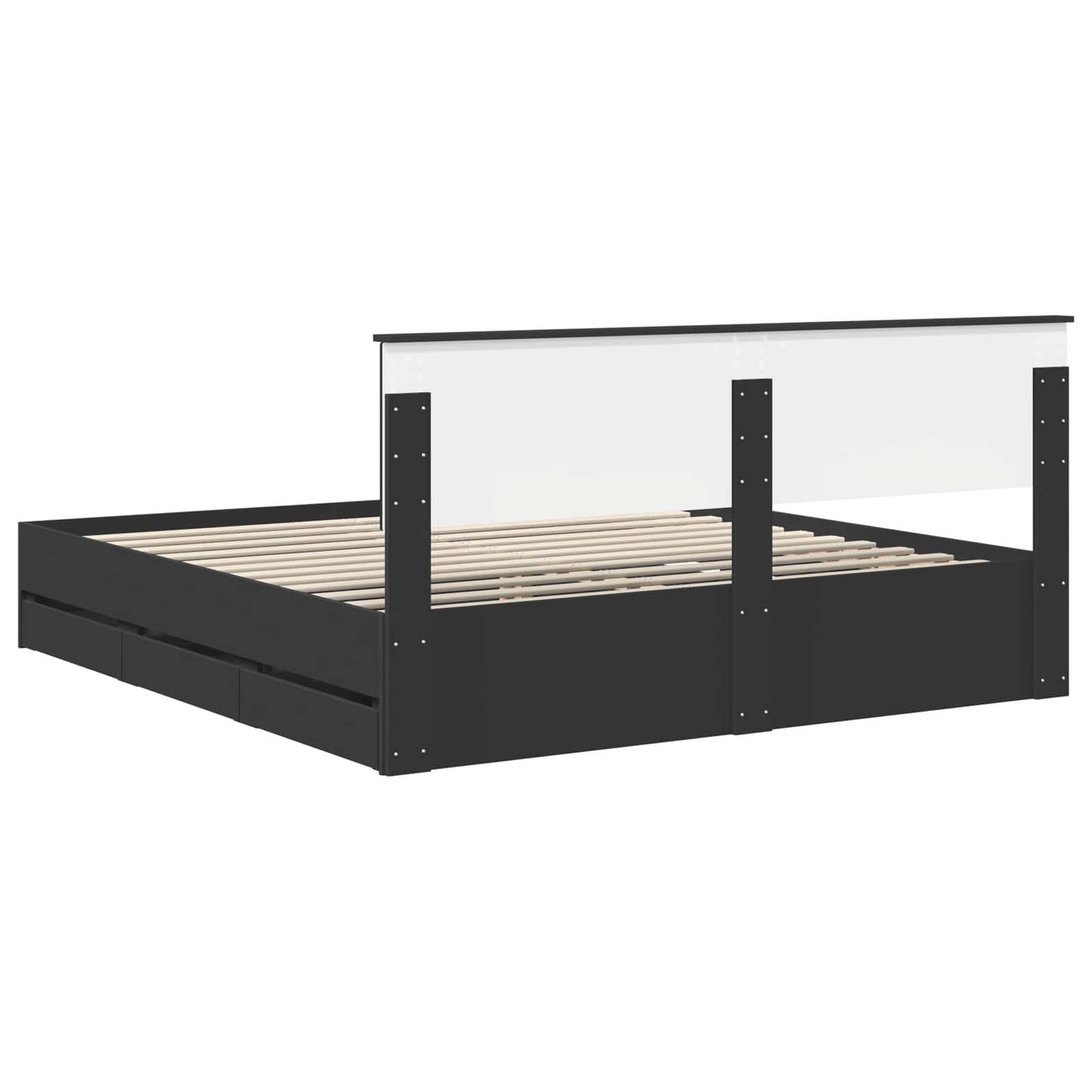 Struttura del letto Nero 200 x 200 cm Legno Ingegnerizzato | homemem39